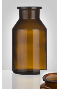 Reagent bottle, amber, wide neck, conical shoulder, 500 ml, NS 45/40, dim. Ø 85 x H 162 mm,...